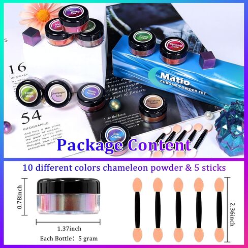 Matio Chameleon Mica Powder, 1.06oz/ 30g Aurora White Chrome Powder, Pearlescent Effect Color Shift Pigment for Resin Craft, Soap Candle Dye, Nail Art, Makeup, Bath Bomb, Paint, Slime Pigment in Kuwait