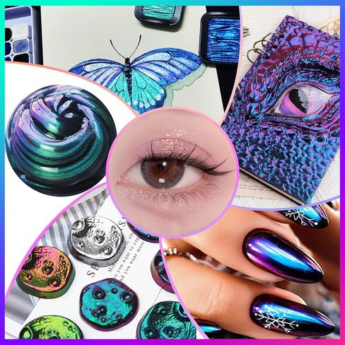 Matio Chameleon Mica Powder, 1.06oz/ 30g Aurora White Chrome Powder, Pearlescent Effect Color Shift Pigment for Resin Craft, Soap Candle Dye, Nail Art, Makeup, Bath Bomb, Paint, Slime Pigment in Kuwait