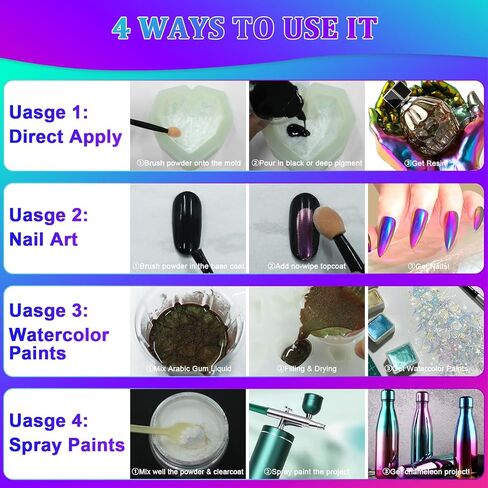 Matio Chameleon Mica Powder, 1.06oz/ 30g Aurora White Chrome Powder, Pearlescent Effect Color Shift Pigment for Resin Craft, Soap Candle Dye, Nail Art, Makeup, Bath Bomb, Paint, Slime Pigment in Kuwait