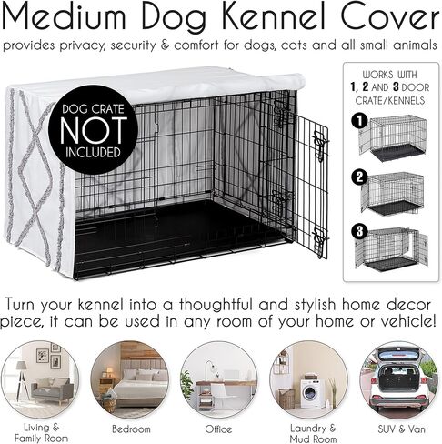 Sweet Jojo Designs 36in. Medium Dog Crate Cover (Grey and Beige Striped) Pet Cage, Kennel Covers (Taupe, Modern, Bold, Classic, Stripes, Contemporary, Minimalist, Geometric Lines) in Saudi Arabia