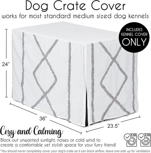 Sweet Jojo Designs 36in. Medium Dog Crate Cover (Grey and Beige Striped) Pet Cage, Kennel Covers (Taupe, Modern, Bold, Classic, Stripes, Contemporary, Minimalist, Geometric Lines) in Saudi Arabia