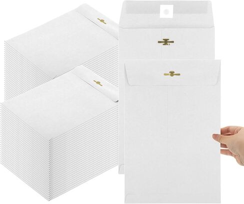 50 Pcs Manilla Envelopes Clasp Envelope Kraft Catalog Envelope with Clasps Closure 28 lb Kraft Paper Envelope for Storing or Mailing Envelopes Home Office Business Supplies (White, 6x9) in Saudi Arabia