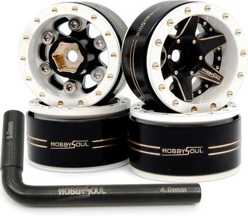 إزاحة Hobbysoul القابلة للتعديل 1.0 عجلات Beadlock Rims السلبية النحاس النحاس الثقيل 1.0 عجلات 38g/RIM لـ RC Micro Crawler 1/18 TRX4M AXIAL SCX24 90081 ، (4-pack) in Kuwait