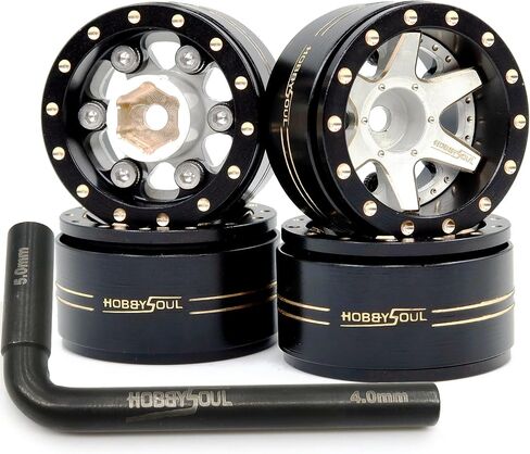 إزاحة Hobbysoul القابلة للتعديل 1.0 عجلات Beadlock Rims السلبية النحاس النحاس الثقيل 1.0 عجلات 38g/RIM لـ RC Micro Crawler 1/18 TRX4M AXIAL SCX24 90081 ، (4-pack) in Kuwait