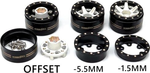 إزاحة Hobbysoul القابلة للتعديل 1.0 عجلات Beadlock Rims السلبية النحاس النحاس الثقيل 1.0 عجلات 38g/RIM لـ RC Micro Crawler 1/18 TRX4M AXIAL SCX24 90081 ، (4-pack) in Kuwait