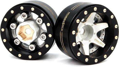 إزاحة Hobbysoul القابلة للتعديل 1.0 عجلات Beadlock Rims السلبية النحاس النحاس الثقيل 1.0 عجلات 38g/RIM لـ RC Micro Crawler 1/18 TRX4M AXIAL SCX24 90081 ، (4-pack) in Kuwait