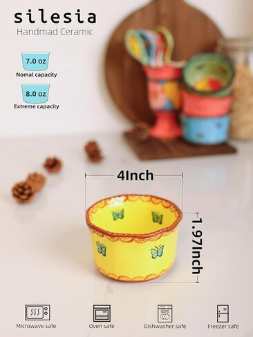 Handmade 7 oz Small Bowls - Ceramic Hand Painted Bowl Great for Ramekins, Dipping, Side Dish, Dessert, Sauce, Ice cream, Appetizer, Sushi in Gift Box, 3.5 inch, Set of 3, Glazed Pink in Kuwait