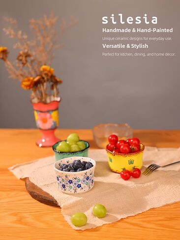 Handmade 7 oz Small Bowls - Ceramic Hand Painted Bowl Great for Ramekins, Dipping, Side Dish, Dessert, Sauce, Ice cream, Appetizer, Sushi in Gift Box, 3.5 inch, Set of 3, Glazed Pink in Kuwait