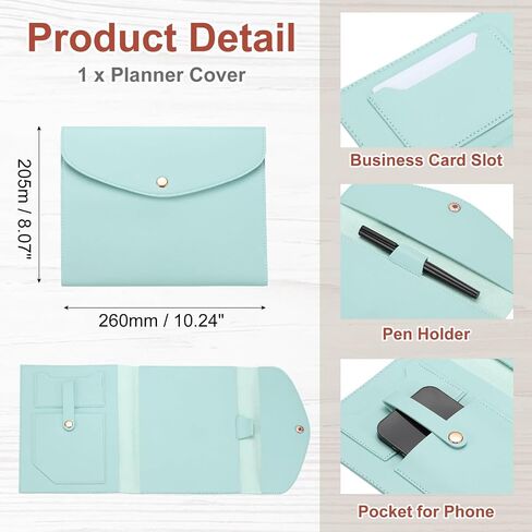 PATIKIL 2Pcs Planner Cover, Leather A5 Notebook Cover for Business Cards Documents Notebook with Pen Holder Phone Pocket Card Slot Secure Button, Blue in Saudi Arabia