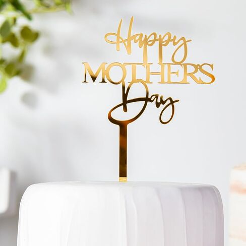 6 pcs Happy Mother's Day Cake Topper Cake topper Acrylic Mirror Cake topper Decorative Party Cake Decoration for Mother's Day (mother's day wreath) in Saudi Arabia