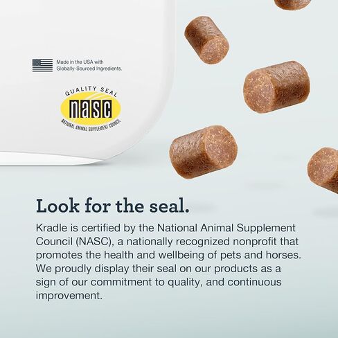 Kradle Calming Chews for Dogs - Natural Daily Stress & Anxiety Relief for Dogs - Proprietary BotaniTek™ Blend – Chamomile, Ashwagandha, L-Theanine & GABA - 75-Count Jar Soft Chews - Chicken Flavor in Kuwait