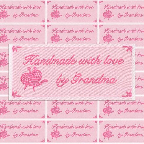 Ysleen 20 Labels, Handmade with Love by Grandma Grandmother Granny Heart Symbol Woven Ribbon Tag Iron on Embroidered Garment Fabric Labels for Clothes Sewing for Clothing Crafts(Blue) in Kuwait