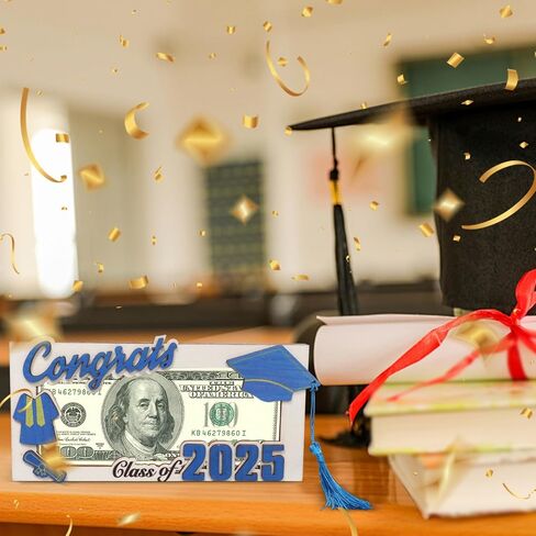 Graduation Money Holder 2025 Wooden Grad Card Cash Box Class of 2025 Envelope Wallet Gifts for Graduates (Blue) in Saudi Arabia