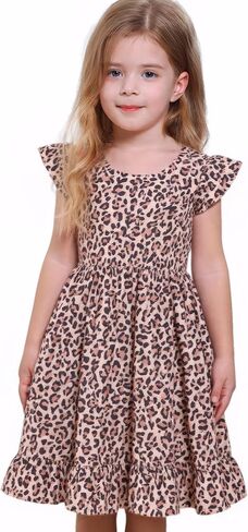 Toddler Girl Dresses Flutter Sleeve Summer Clothes School Outfit Girls Casual Swing Ruffle Dress 1-7 Years in Saudi Arabia