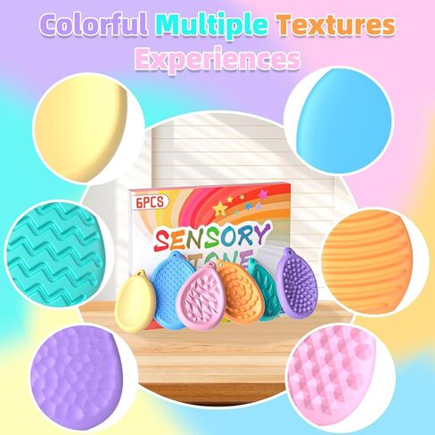EPPO Fidget Toys Sensory Stone 6 PCS Silicone Worry Stone for Autism Kids ADHD Teens Calming Down Fidgets Classroom Stress Toys Stocking Stuffer for Kids Toddlers Adults in Saudi Arabia