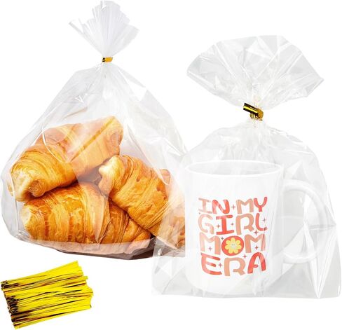 100 PCS Cellophane Treat Bags, 4x6 In Clear Cellophane Gift Bags with Twist Ties Plastic Goodie Bag for Party Favor Cookie Candy Popcorn Bakery Chocolate Gift Wrapping in Saudi Arabia