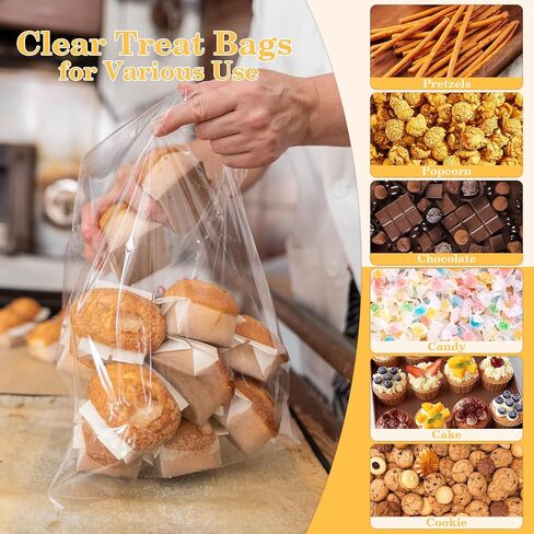 100 PCS Cellophane Treat Bags, 4x6 In Clear Cellophane Gift Bags with Twist Ties Plastic Goodie Bag for Party Favor Cookie Candy Popcorn Bakery Chocolate Gift Wrapping in Saudi Arabia