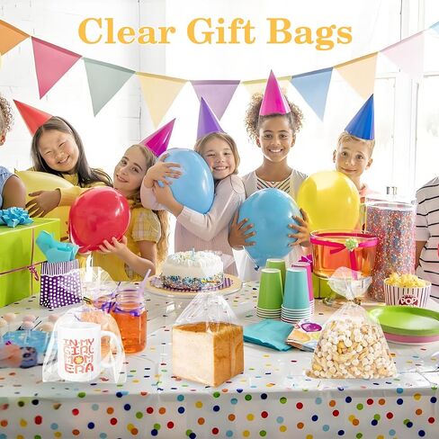 100 PCS Cellophane Treat Bags, 4x6 In Clear Cellophane Gift Bags with Twist Ties Plastic Goodie Bag for Party Favor Cookie Candy Popcorn Bakery Chocolate Gift Wrapping in Saudi Arabia