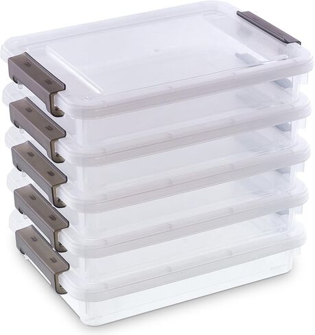 3 PCS Plastic Storage Bins with Lids Portable Project Case Water Resistant Plastic Containers for Organizing Document,A4 Paper,Photo,Letter,Scrapbook in Kuwait