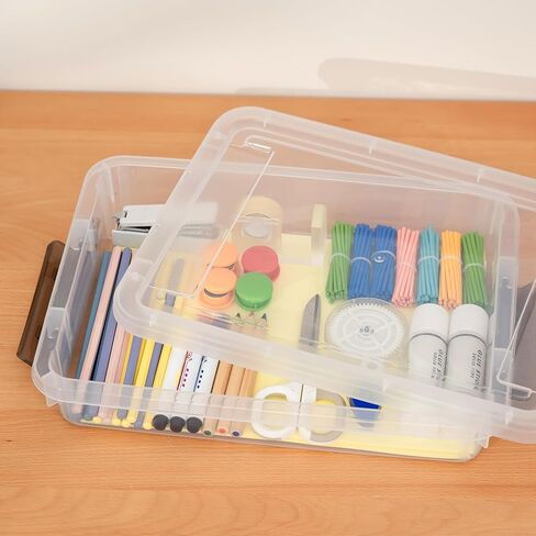 3 PCS Plastic Storage Bins with Lids Portable Project Case Water Resistant Plastic Containers for Organizing Document,A4 Paper,Photo,Letter,Scrapbook in Kuwait