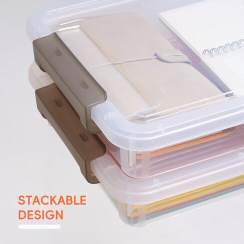 3 PCS Plastic Storage Bins with Lids Portable Project Case Water Resistant Plastic Containers for Organizing Document,A4 Paper,Photo,Letter,Scrapbook in Kuwait