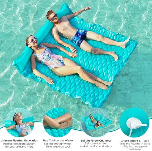 Jasonwell Floating Mat Pool Floats - Giant Inflatable Pool Float Lake Raft Lounge Floating Water Mat for Swimming Pool Floatie Lounger Beach Pool Party Toy for Adults & Kids in Kuwait