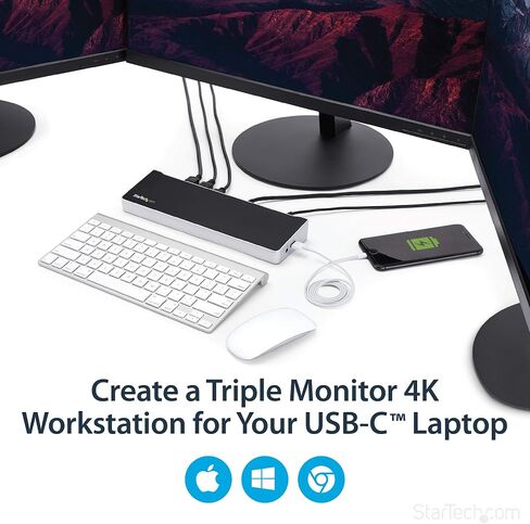 StarTech.com USB-C Dock - Single Monitor 4K 30Hz HDMI Laptop Docking Station with 85W Power Delivery, 4pt USB 3.0 Hub, Gb Ethernet, Audio - Compact USB 3.1 Gen 1 Type-C Dock - Mac & PC (DK30CHDPD) in Kuwait