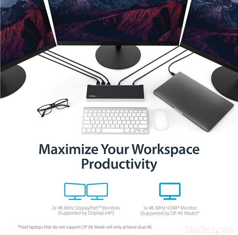 StarTech.com USB-C Dock - Single Monitor 4K 30Hz HDMI Laptop Docking Station with 85W Power Delivery, 4pt USB 3.0 Hub, Gb Ethernet, Audio - Compact USB 3.1 Gen 1 Type-C Dock - Mac & PC (DK30CHDPD) in Kuwait