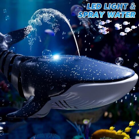 Remote Control Shark Toys for Boys Kids, 1:18 Scale High Simulation Shark for Pool, 2.4Ghz Electric RC Shark Boat Fish Toys with Light & Spray, Toy Shark Gifts for 6 7 8 9 Year olds Kid Boys Girls in Kuwait