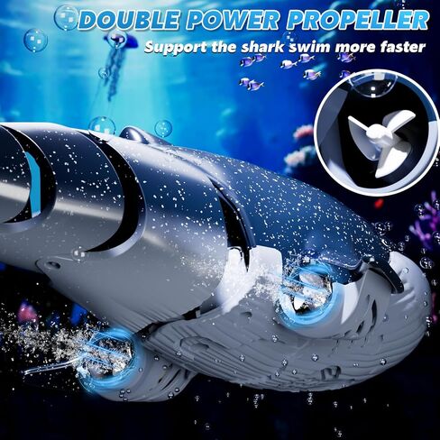 Remote Control Shark Toys for Boys Kids, 1:18 Scale High Simulation Shark for Pool, 2.4Ghz Electric RC Shark Boat Fish Toys with Light & Spray, Toy Shark Gifts for 6 7 8 9 Year olds Kid Boys Girls in Kuwait