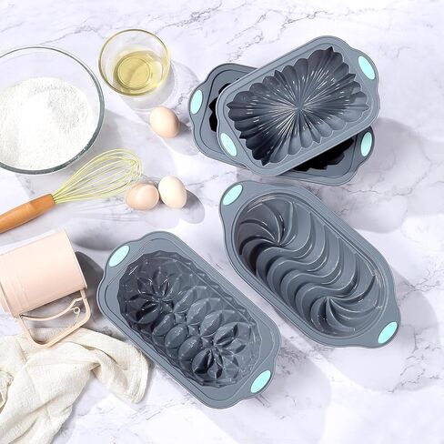 45 Pieces Silicone Loaf Pan for Baking Bread, 6 Cups Silicone Baking Pans Set, Baking Cups, Non-Stick Kitchen Oven Baking Pans, with Measuring Cups and Spoons Set, Grey in Kuwait