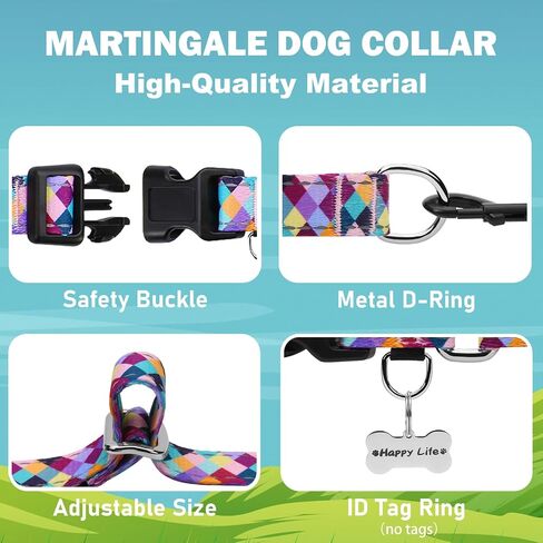 Reflective Martingale Collar for Dogs with Quick Release Buckle No Pull Training Dog Collars (Colorful Geometric, Medium) in Saudi Arabia