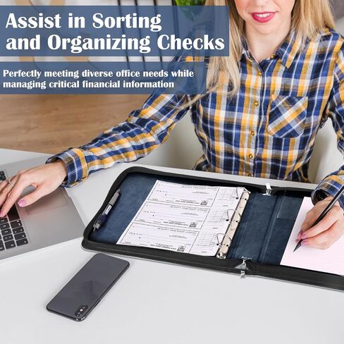 3 Rings Check Binder with Zipper PU Leather 1 Inch D Ring Business Check Holder 9" x11 1/4" Checkbook Organizer for 300 Receipts 3 or 9 Holes Checks End Stub Deskbook Checks（Dark Brown） in Saudi Arabia