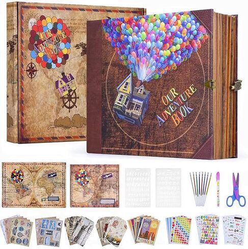 Adventure Book 148-Page DIY Handmade Scrapbook Kit - Vintage Embossed Cover Travel Diary,Gift Boxed with Full DIY Accessories for Couples,Anniversaries & More for Life’s Greatest Adventures in Kuwait