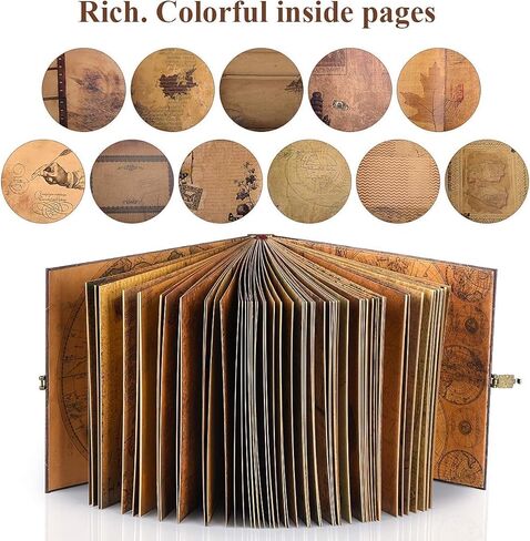 Adventure Book 148-Page DIY Handmade Scrapbook Kit - Vintage Embossed Cover Travel Diary,Gift Boxed with Full DIY Accessories for Couples,Anniversaries & More for Life’s Greatest Adventures in Kuwait