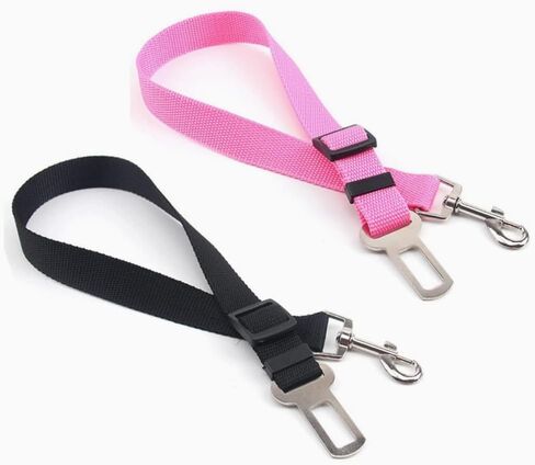 Dog Seat Belt Adjustable Safety Seatbelt Car Harness for Dogs in Car with Latch Buckle, Seatbelt Adjustable Pet Seat Belts for Dogs, Cats and Pets, 2 Pack Seatbelt Dog (Pink and Red) in Saudi Arabia