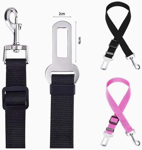 Dog Seat Belt Adjustable Safety Seatbelt Car Harness for Dogs in Car with Latch Buckle, Seatbelt Adjustable Pet Seat Belts for Dogs, Cats and Pets, 2 Pack Seatbelt Dog (Pink and Red) in Saudi Arabia