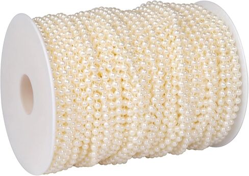 16.4 FT Pearl Beads Garland for Decoration, 12MM Craft Pearl Beads String Spool Ivory Color Faux Pearl Strand Roll for DIY Craft Wedding Party Christmas Tree Decoration in Saudi Arabia