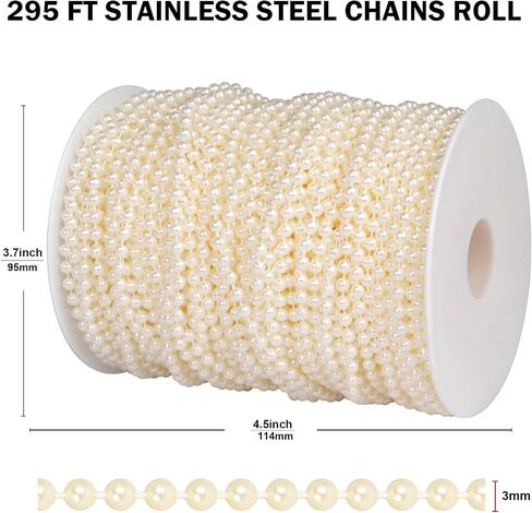 16.4 FT Pearl Beads Garland for Decoration, 12MM Craft Pearl Beads String Spool Ivory Color Faux Pearl Strand Roll for DIY Craft Wedding Party Christmas Tree Decoration in Saudi Arabia