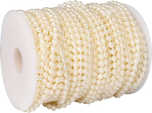 16.4 FT Pearl Beads Garland for Decoration, 12MM Craft Pearl Beads String Spool Ivory Color Faux Pearl Strand Roll for DIY Craft Wedding Party Christmas Tree Decoration in Saudi Arabia