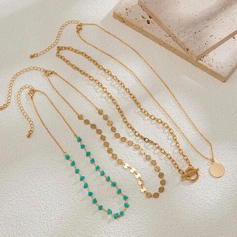 Boho & Western Turquoise Deded Deledclace للنساء - مصنوعة يدويًا مجوهرات متعددة الطبقات قابل للتعديل يدويًا in Kuwait