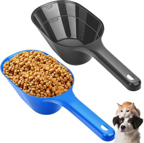2 Pack Dog Food Scoop, 1 Cup Pet Food Scoop With Measuring Lines (Black and White) in Saudi Arabia