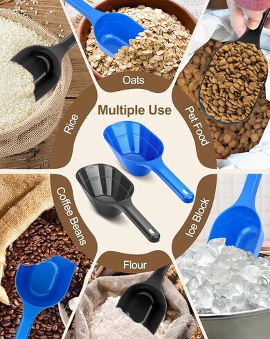 2 Pack Dog Food Scoop, 1 Cup Pet Food Scoop With Measuring Lines (Black and White) in Saudi Arabia