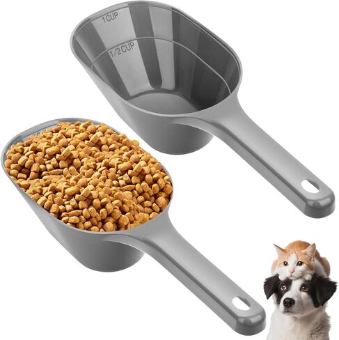 2 Pack Dog Food Scoop, 1 Cup Pet Food Scoop With Measuring Lines (Black and White) in Saudi Arabia