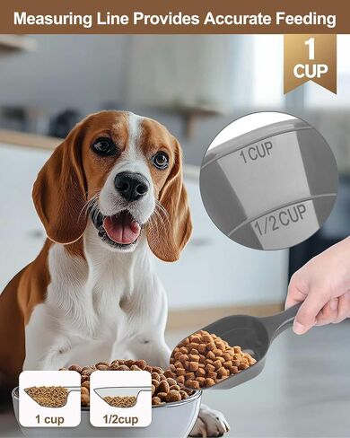 2 Pack Dog Food Scoop, 1 Cup Pet Food Scoop With Measuring Lines (Black and White) in Saudi Arabia