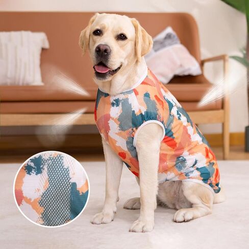 Dog Shirt Vest Lightweight Dog T-Shirts, Summer Printed Soft Cool Shirts for Medium Large Dogs, Pajamas for Female Male Dogs (GTX03-T-Camouflage-4XL) in Kuwait