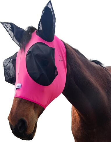 قناع ذبابة حصان ممتد مع الأذنين ، عيون كبيرة جدًا وفتحة ماني-قناع ذبابة ناعم وذات تنفس للخيول ، التصميم الخالي من التشابك ، الرؤية المعززة (طباعة الفهد ، كاملة (كبيرة)) in Kuwait