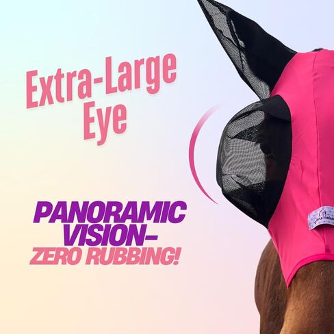 قناع ذبابة حصان ممتد مع الأذنين ، عيون كبيرة جدًا وفتحة ماني-قناع ذبابة ناعم وذات تنفس للخيول ، التصميم الخالي من التشابك ، الرؤية المعززة (طباعة الفهد ، كاملة (كبيرة)) in Kuwait