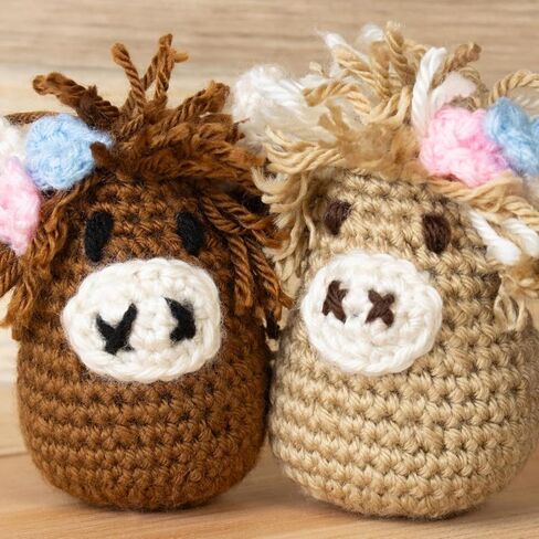 Leisure Arts Crochet Kit Amigurumi Highland Cow, Brown, Crochet Kit Beginners, Beginner for Adults, Animal Kit, Kits for Beginners, Crotchet in Saudi Arabia