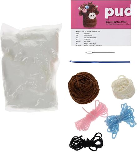 Leisure Arts Crochet Kit Amigurumi Highland Cow, Brown, Crochet Kit Beginners, Beginner for Adults, Animal Kit, Kits for Beginners, Crotchet in Saudi Arabia